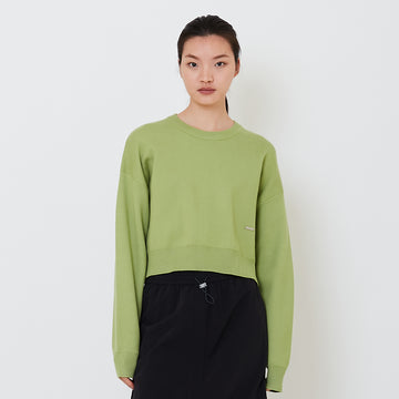 Women Oversized Cropped Sweater - Avocado - SW2502042C