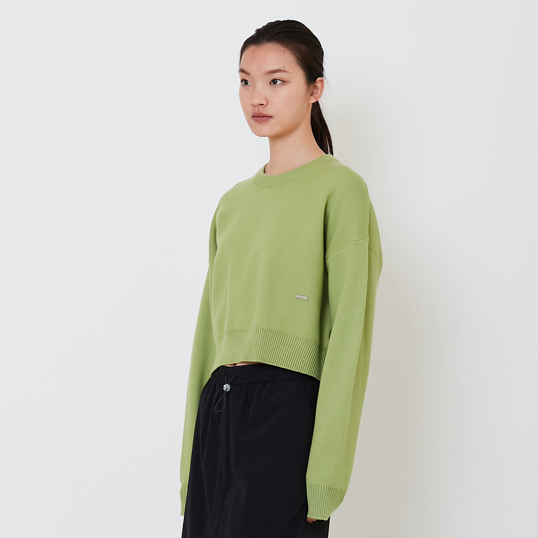 Women Oversized Cropped Sweater - Avocado - SW2502042C