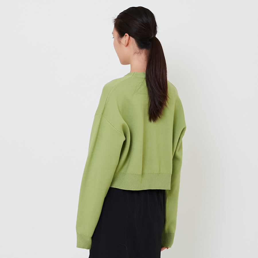 Women Oversized Cropped Sweater - Avocado - SW2502042C