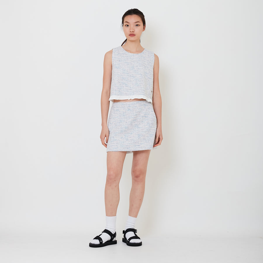 Women Tweed Skort - Light Blue - SW2502053A