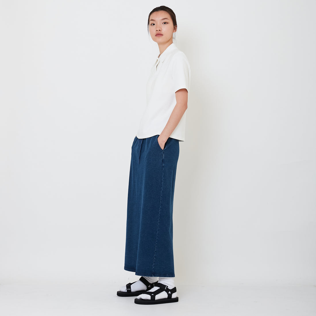 Women Stretch Midi Skirt - Blue - SW2503062A