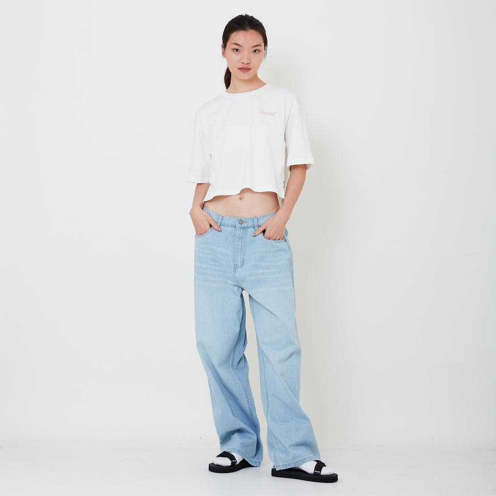 Women Elastic Waist Baggy Jeans - Light Blue - SW2503063A