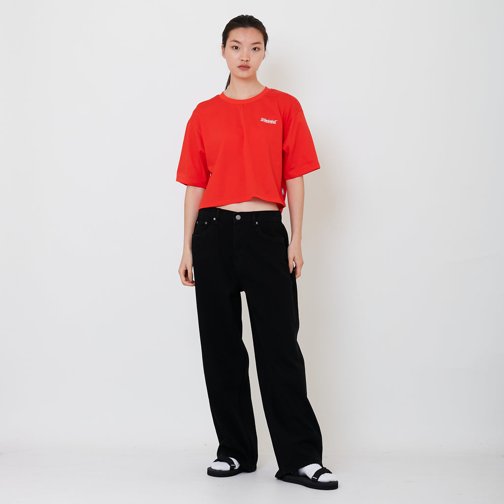 Women Elastic Waist Baggy Jeans - Black - SW2503063B