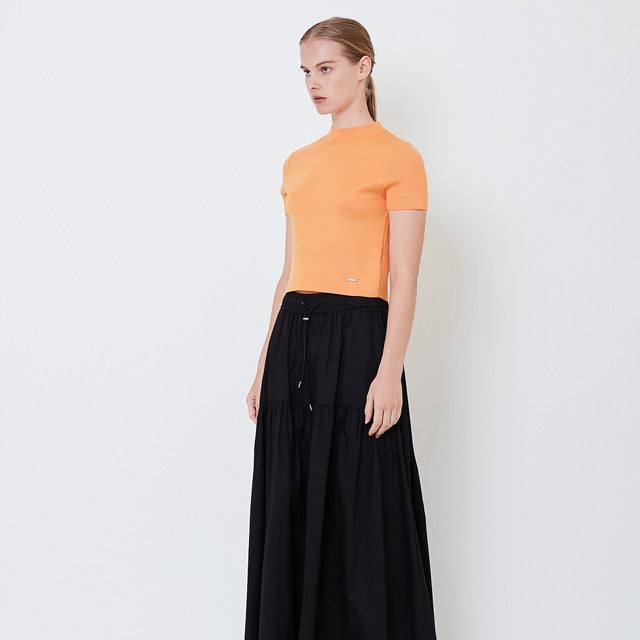 Women Mock Neck Knit Top - Orange - SW2504076C