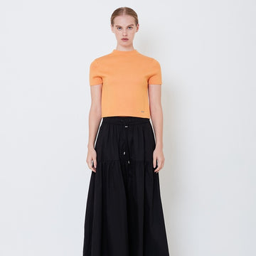Women Mock Neck Knit Top - Orange - SW2504076C