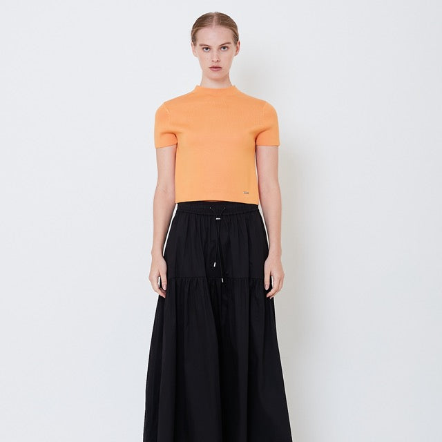 Women Mock Neck Knit Top - Orange - SW2504076C