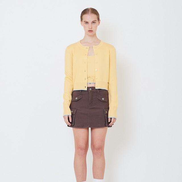 Women Knit Cardigan - Yellow - SW2504077A