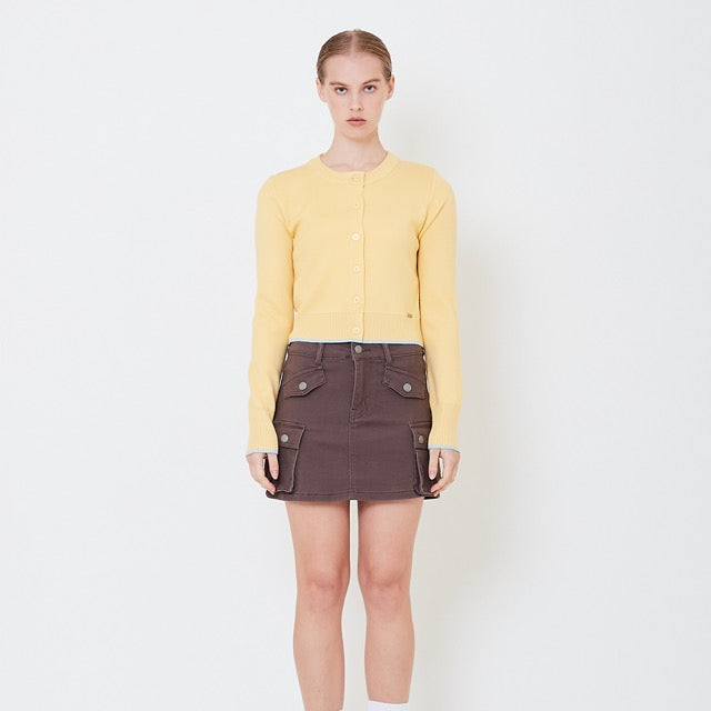 Women Knit Cardigan - Yellow - SW2504077A
