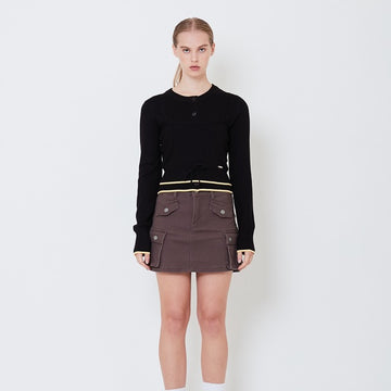 Women Knit Cardigan - Black - SW2504077B