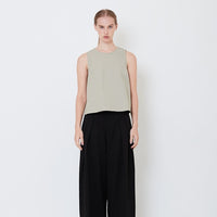 Women Sleeveless Crew Neck Blouse - Dusty Green - SW2504083B