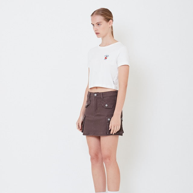 Women Graphic Cropped Top - Off White - SW2505089A