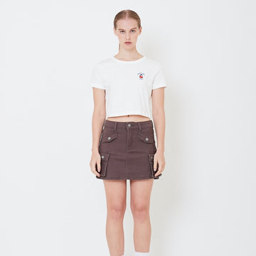 Women Graphic Cropped Top - Off White - SW2505089A