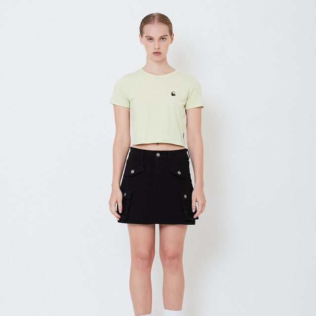 Women Graphic Cropped Top - Light Green - SW2505089B