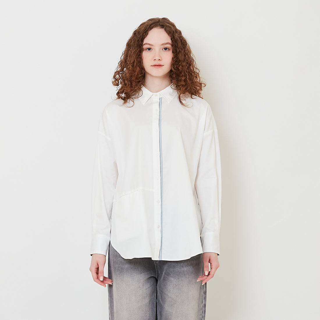 Women Oversized Striped Shirt - Off White - SW2505098A