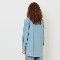 Women Oversized Chambray Shirt - Light Blue - SW2505099A