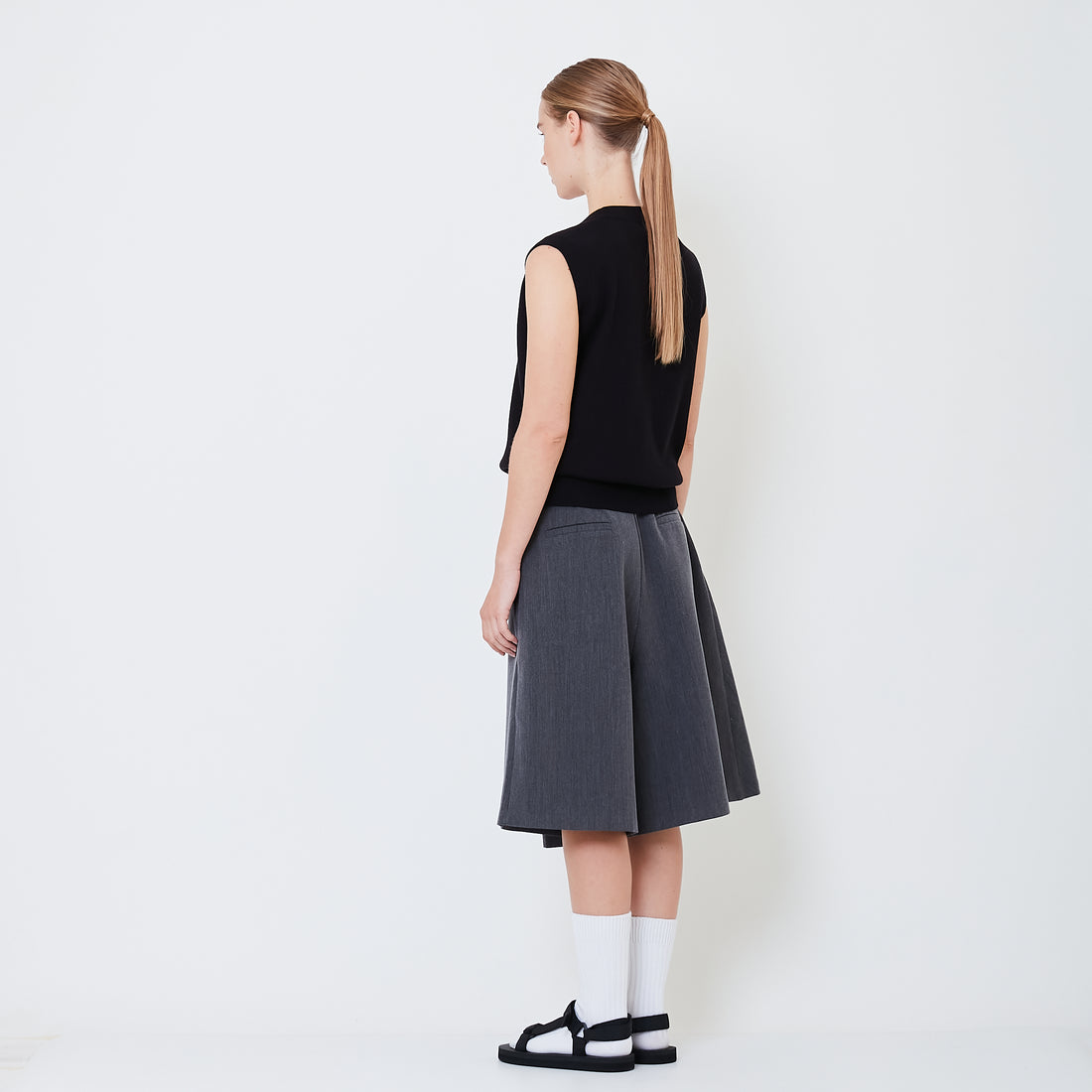 Women Pleated Shorts - Grey - SW2505100A