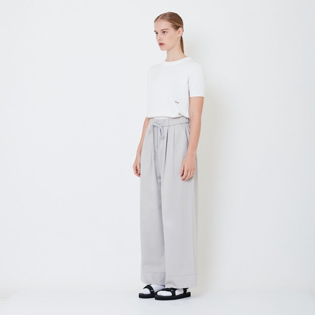 Women Elastic Waist Long Pants - Light Grey - SW2505101A