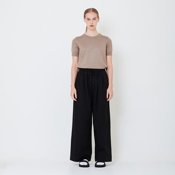 Women Elastic Waist Long Pants - Black - SW2505101B