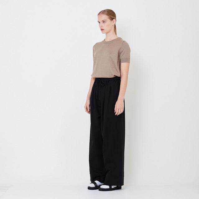 Women Elastic Waist Long Pants - Black - SW2505101B
