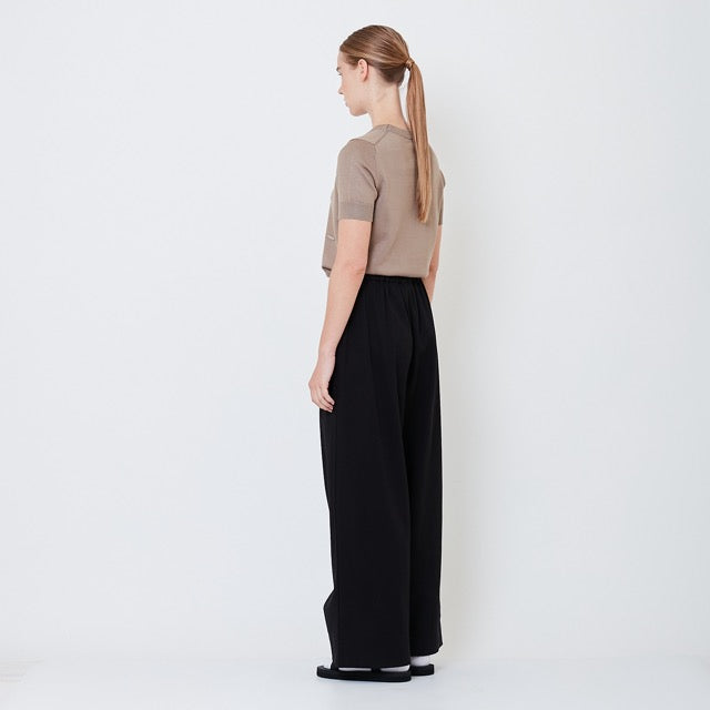 Women Elastic Waist Long Pants - Black - SW2505101B