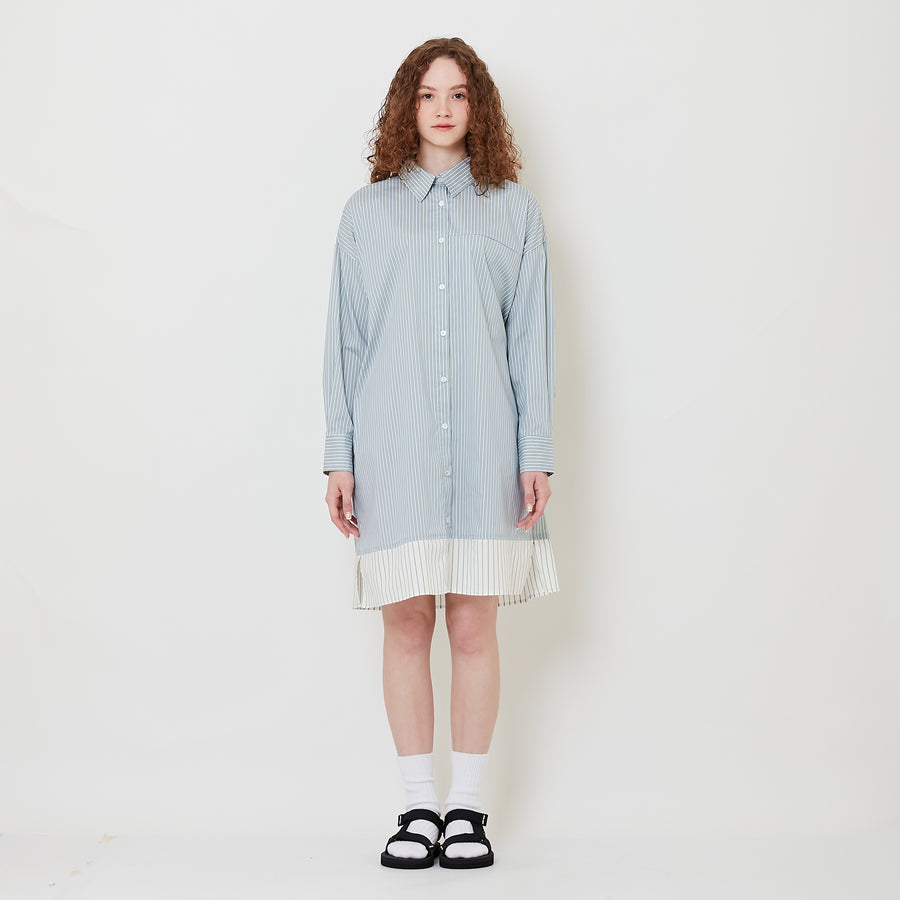 Women Striped Shirt Dress - Green - SW2505237A