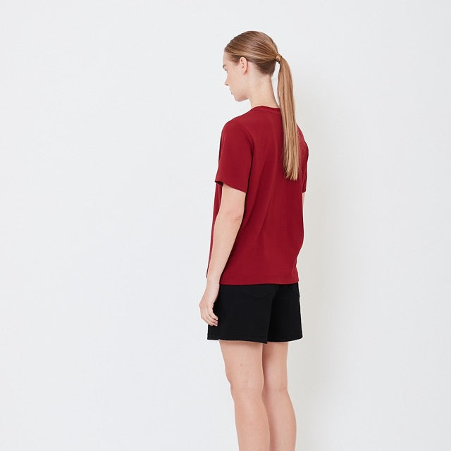 Women Embroidery Essential Top - Maroon - SW2506104C