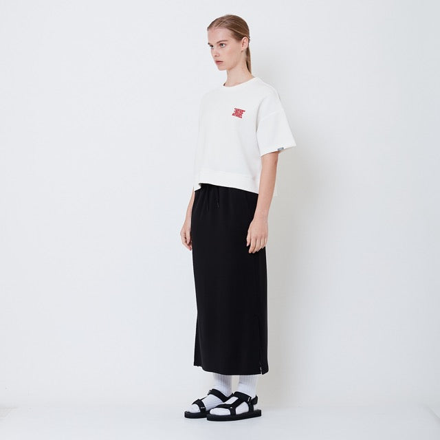Women Elastic Waist Maxi Skirt - Black - SW2506107B