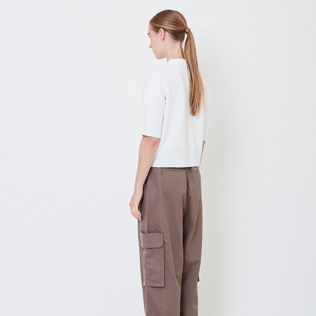 Women Polo Knit Top - Off White - SW2506108A