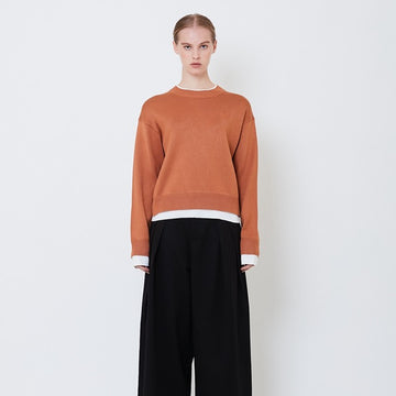 Women Contrast Sweater - Camel - SW2506109A