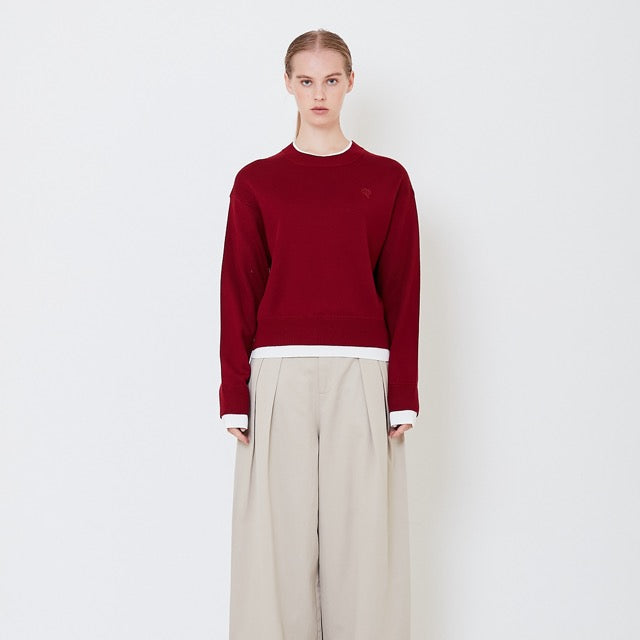 Women Contrast Sweater - Maroon - SW2506109B