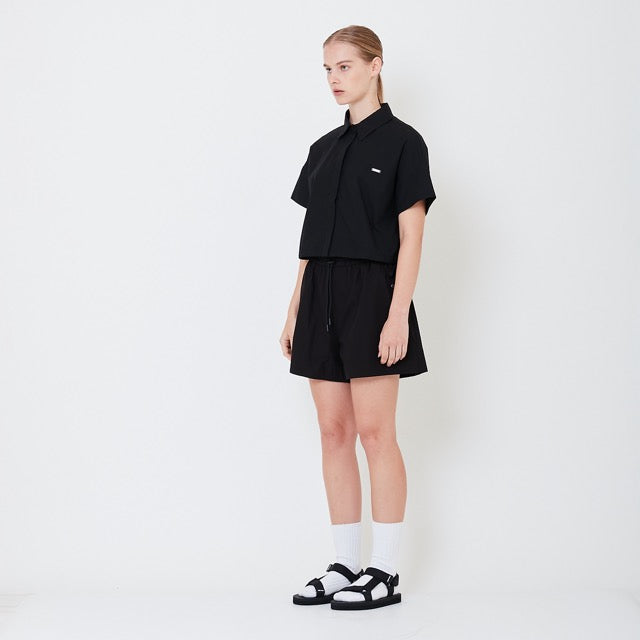 Women Elastic Waist Shorts - Black - SW2506111B
