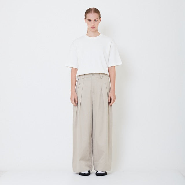 Women Pleated Long Pants - Light Grey - SW2506114A