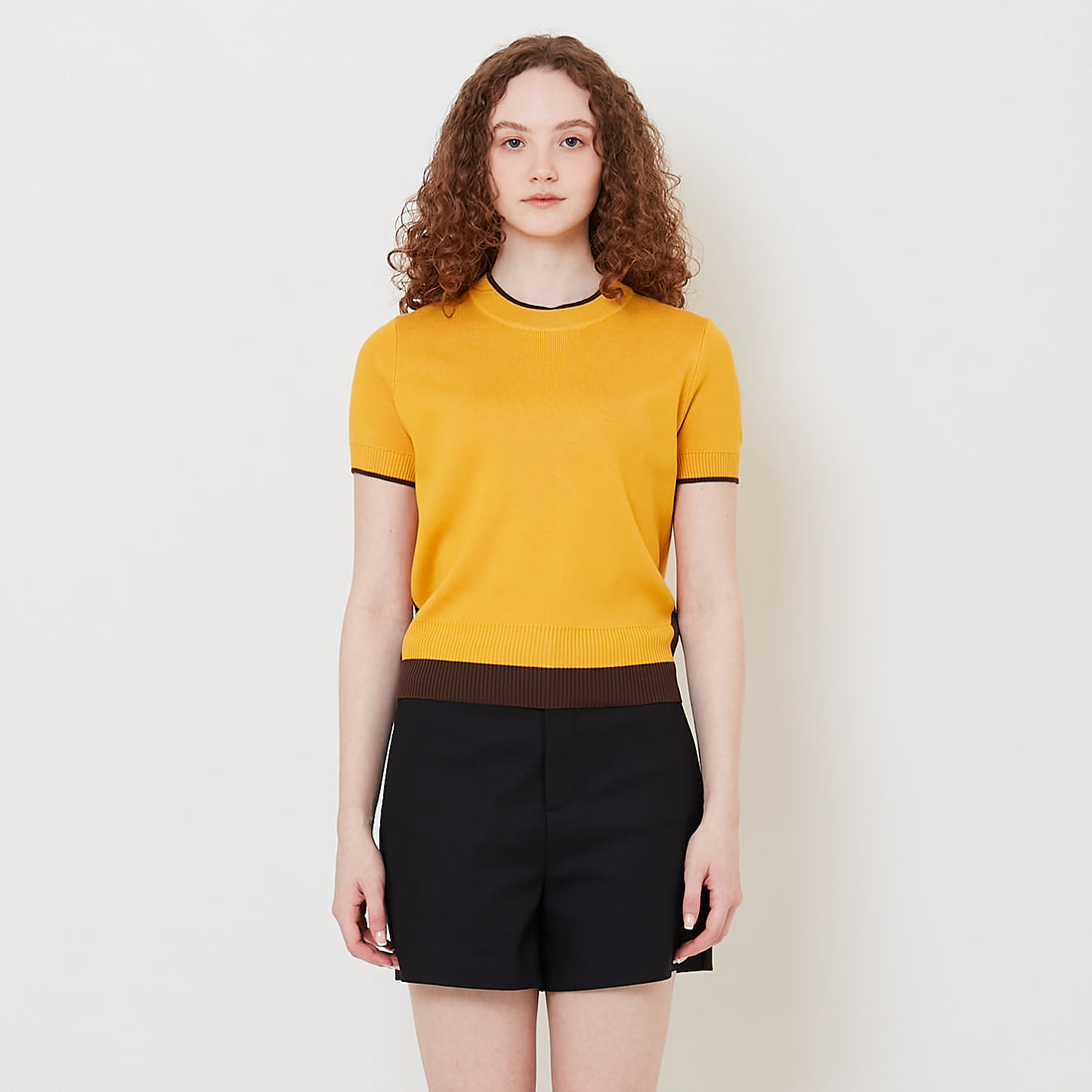 Women Contrast Knit Top - Yolk - SW2508125B