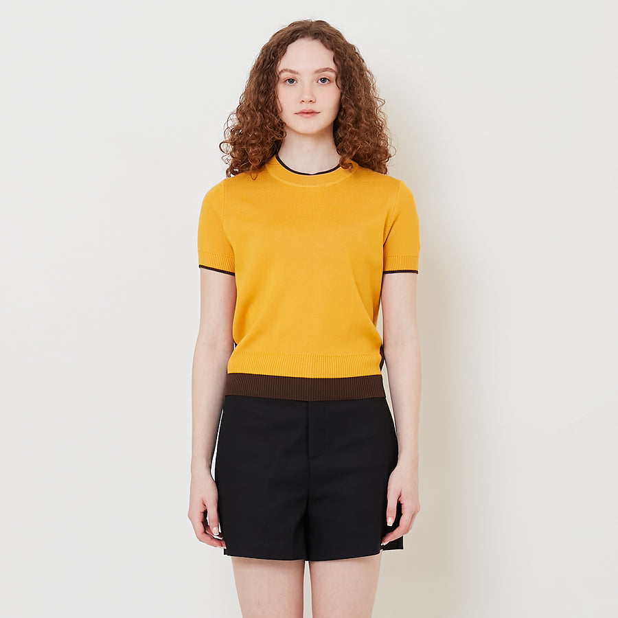 Women Contrast Knit Top - Yolk - SW2508125B