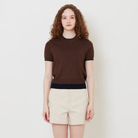 Women Contrast Knit Top - Brown - SW2508125C