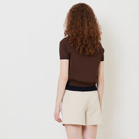 Women Contrast Knit Top - Brown - SW2508125C