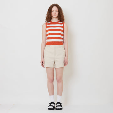 Women Stretch Cotton Shorts - Light Khaki - SW2508127A