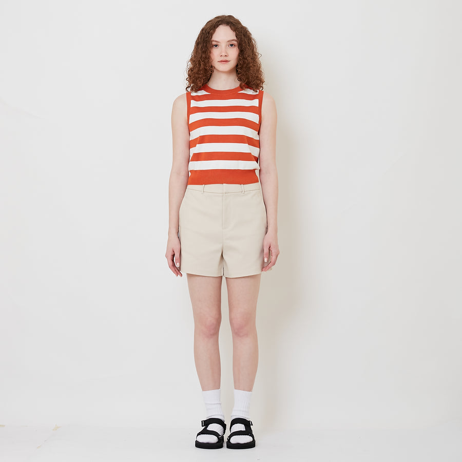 Women Stretch Cotton Shorts - Light Khaki - SW2508127A