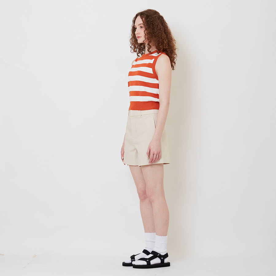 Women Stretch Cotton Shorts - Light Khaki - SW2508127A