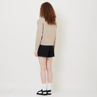 Women Stretch Cotton Shorts - Black - SW2508127B