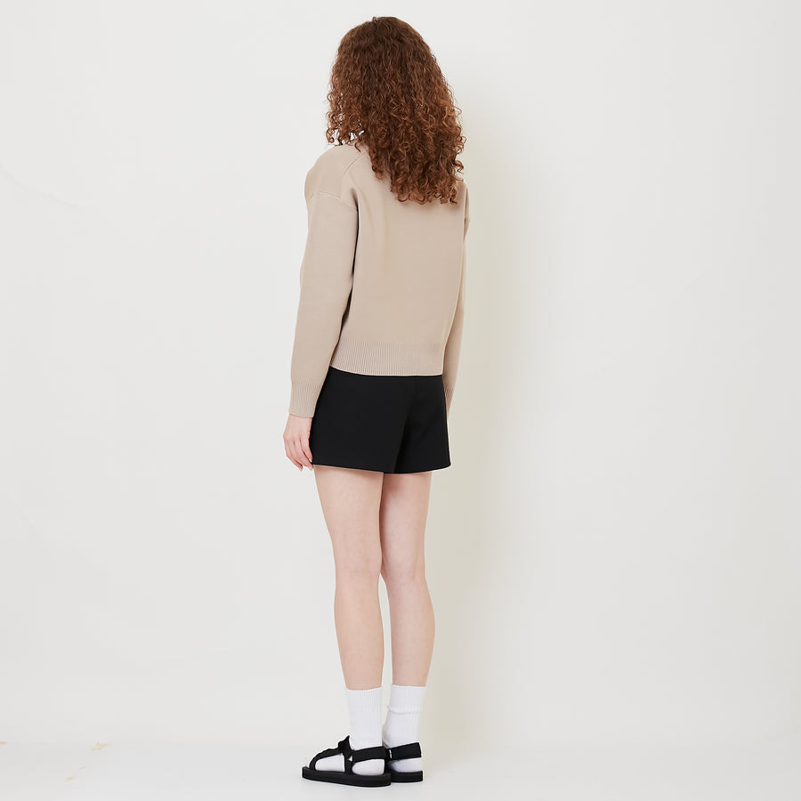 Women Stretch Cotton Shorts - Black - SW2508127B