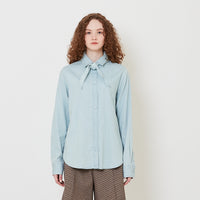 Women Shirt With Neckerchief - Light Blue - SW2508128B