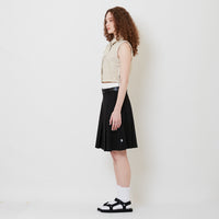 Women Pleated Skirt With Belt - Black - SW2508130B