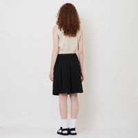 Women Pleated Skirt With Belt - Black - SW2508130B