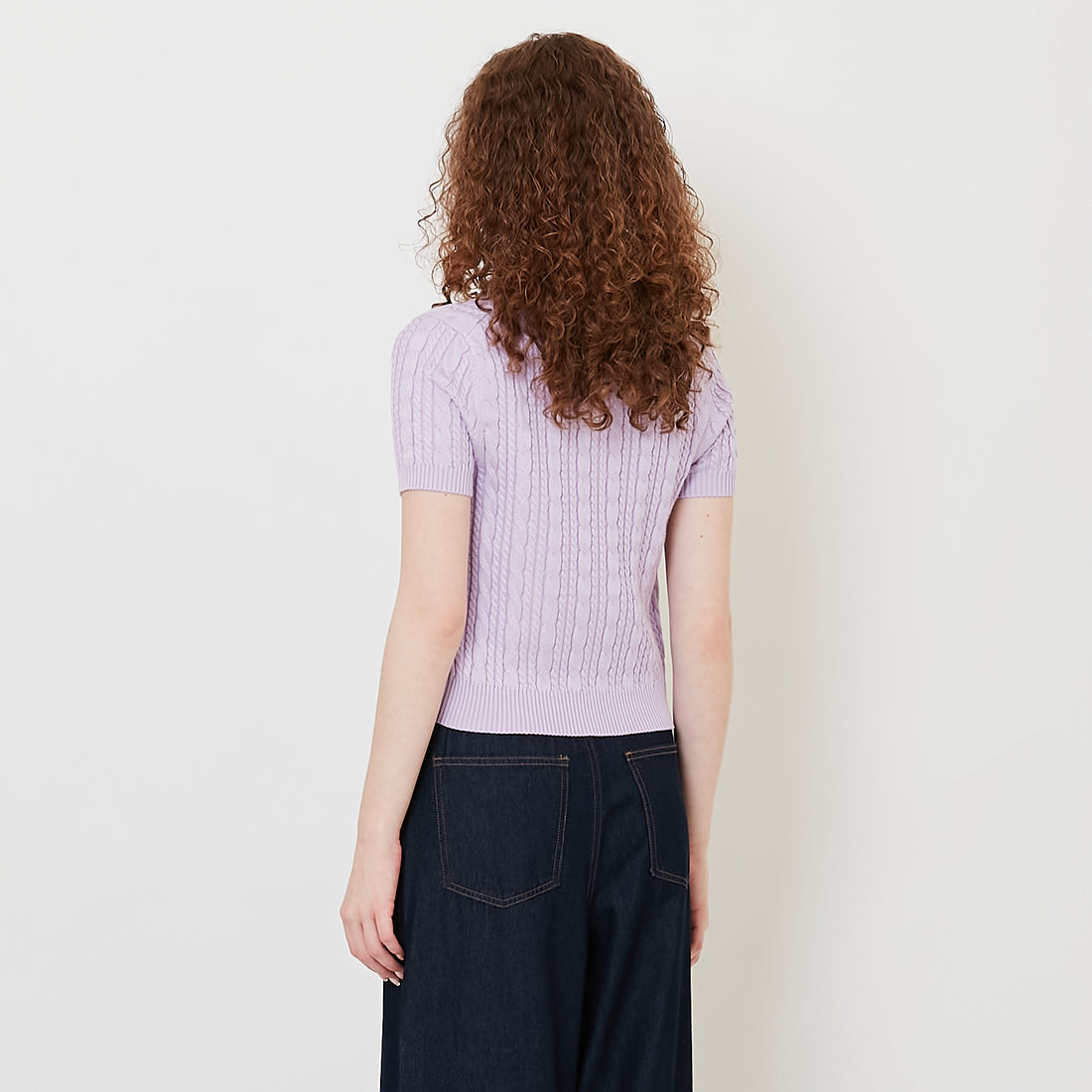 Women Cable Knit Top - Purple - SW2508131A