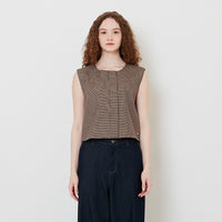 Women Houndstooth Cropped Vest - Brown - SW2508133A