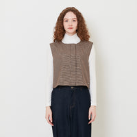 Women Houndstooth Cropped Vest - Brown - SW2508133A