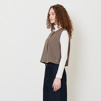 Women Houndstooth Cropped Vest - Brown - SW2508133A