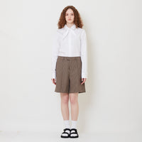 Women Houndstooth Tailored Shorts - Brown - SW2508134A