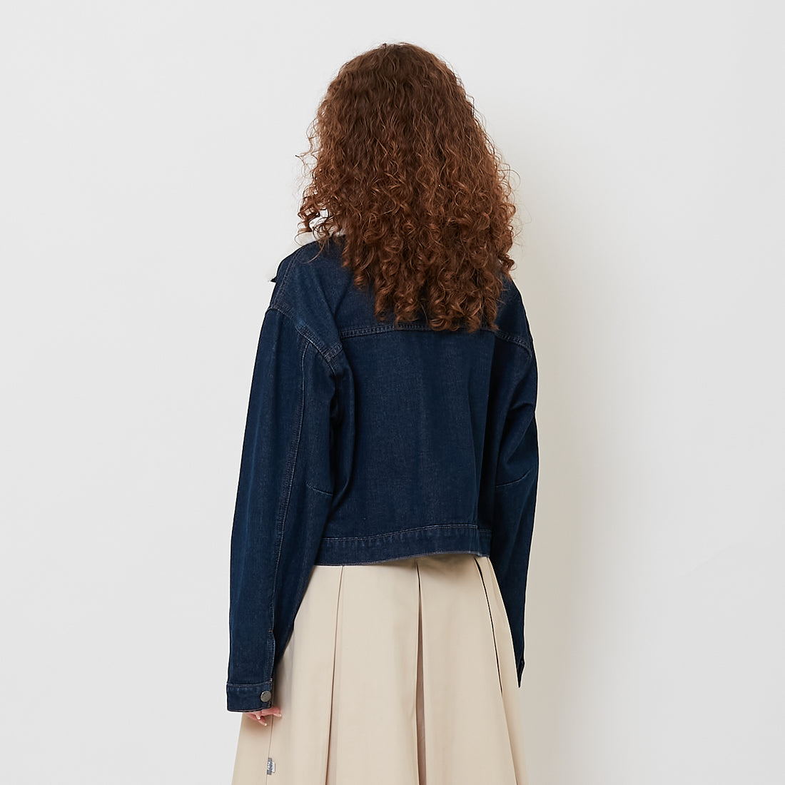 Women Detachable Collar Denim Jacket - Navy - SW2508137A